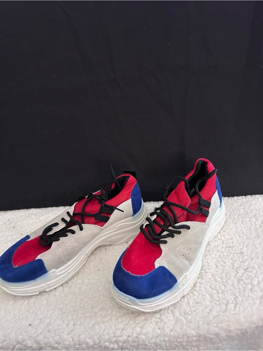 Women’s Tri-Color Chunky Sneaker - Red, Blue & White